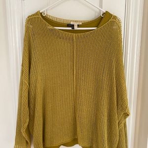 Eileen Fisher chartreuse tank and mesh sweater